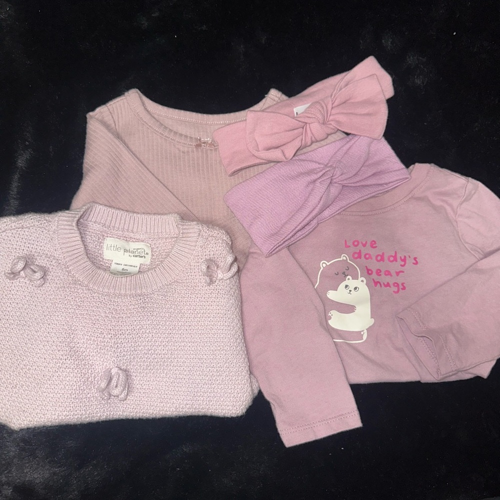 5 Piece Purple Baby Girl Clothes Bundle w bows